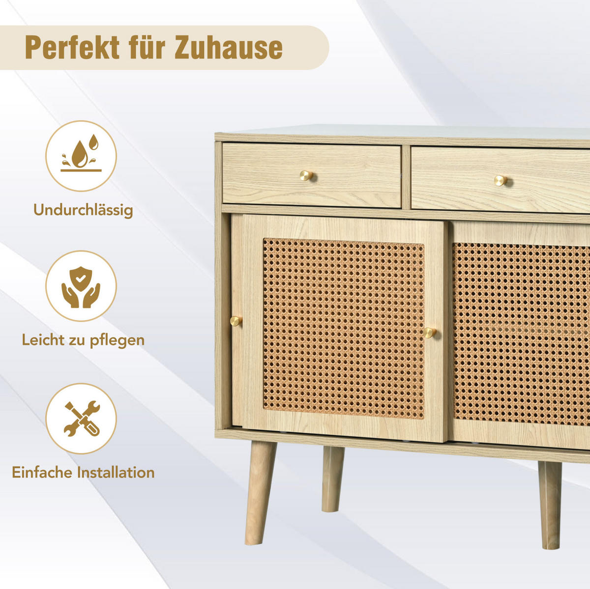 SIDEBOARD 120/40/78 cm in Eiche mit 3 Schubladen und 3 Türen - Eichefarben, Holzwerkstoff (120/78/40cm) - Flora Grace