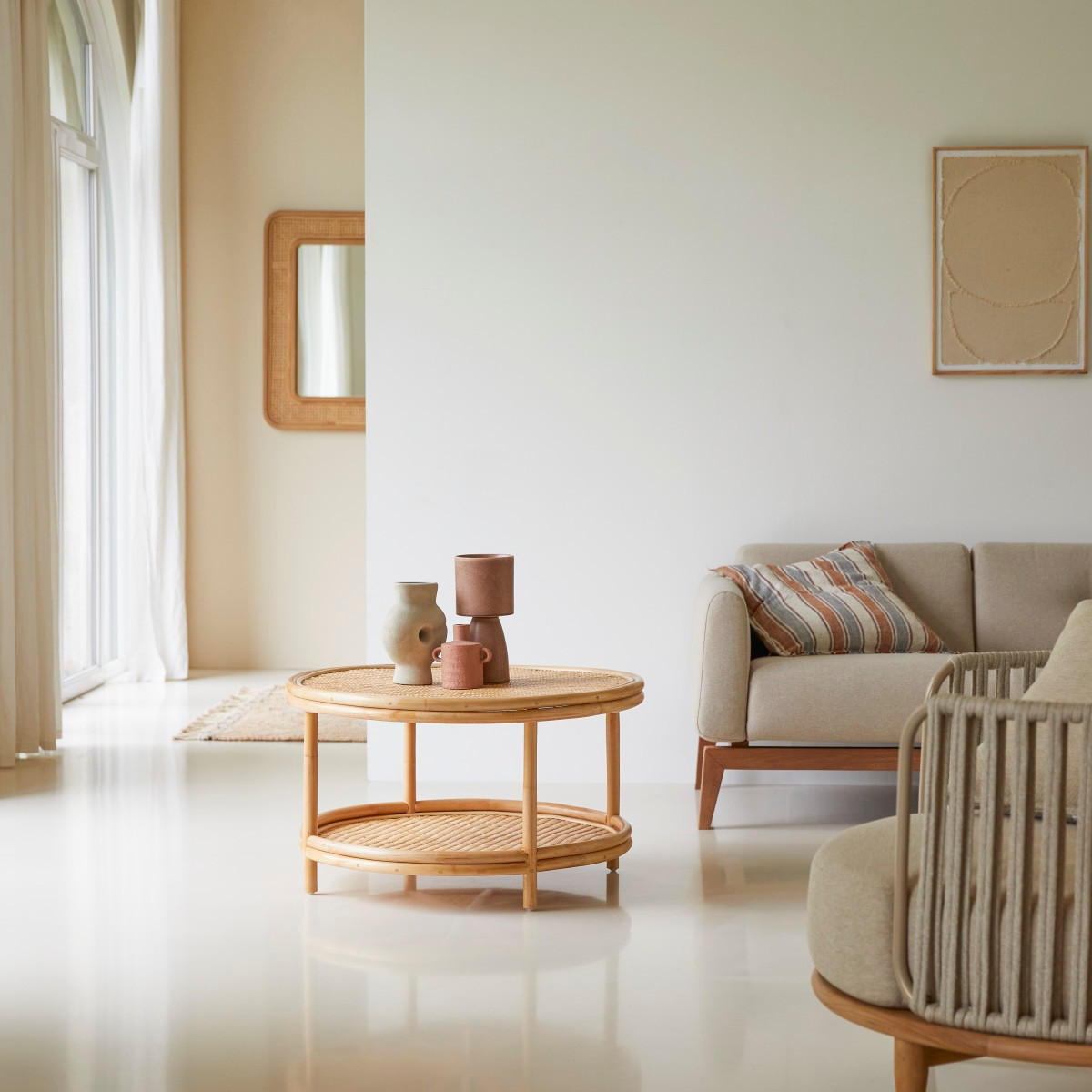 COUCHTISCH Ella Natur aus Rattan - Naturfarben, Naturmaterialien (80/80/45cm) - Tikamoon