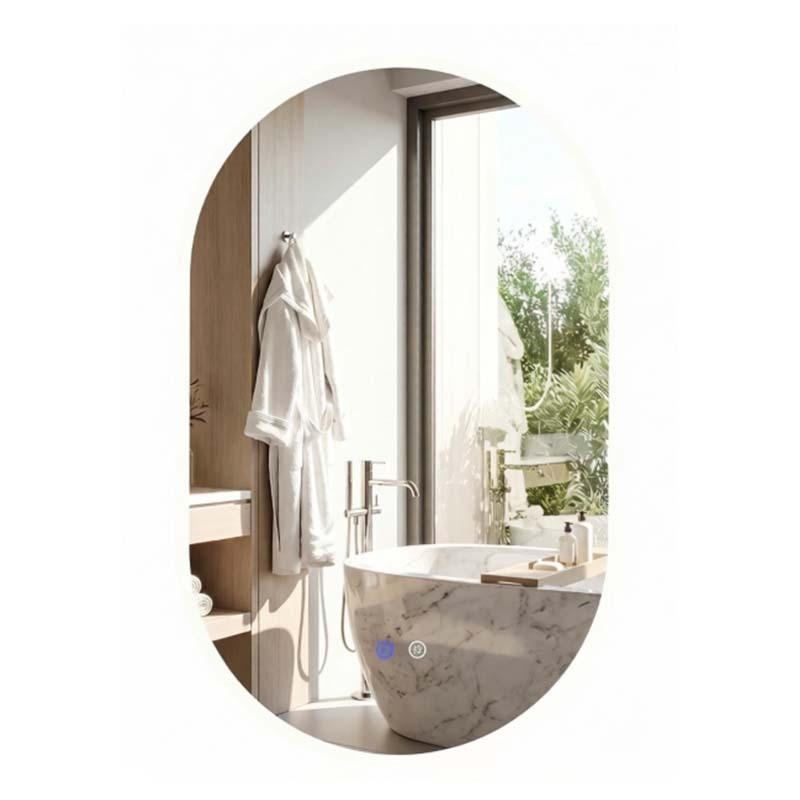 BADEZIMMERSPIEGEL mit Rücklicht silber - Silberfarben, Glas (50/80/3cm) - COSTWAY