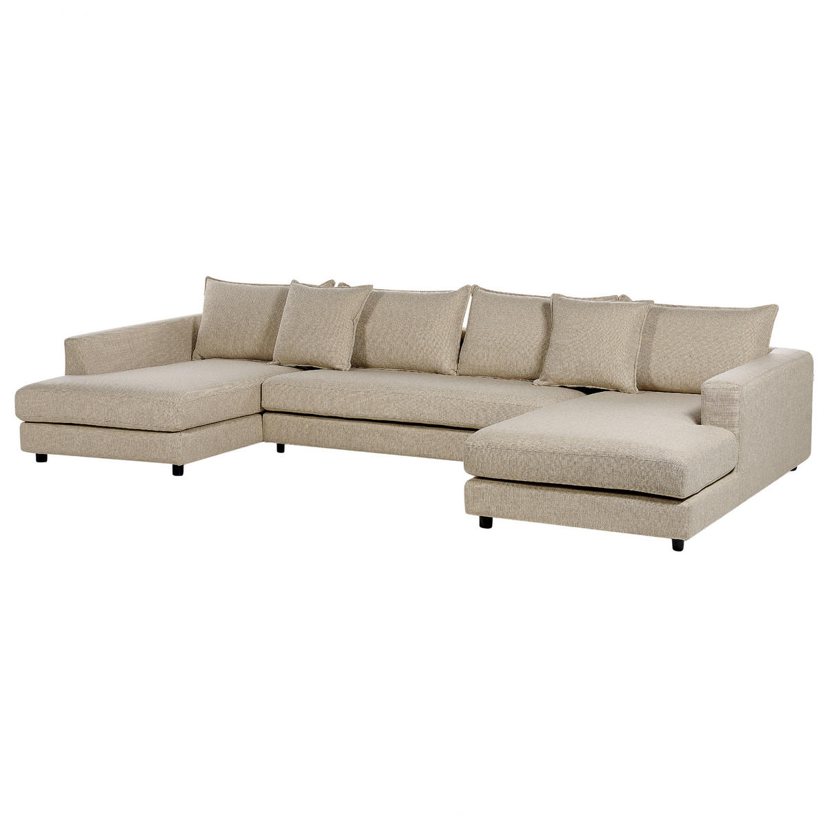 5-SITZER WOHNLANDSCHAFT U-förmig beige Lilviken - Beige/Schwarz, Textil (359/57/194cm) - Beliani