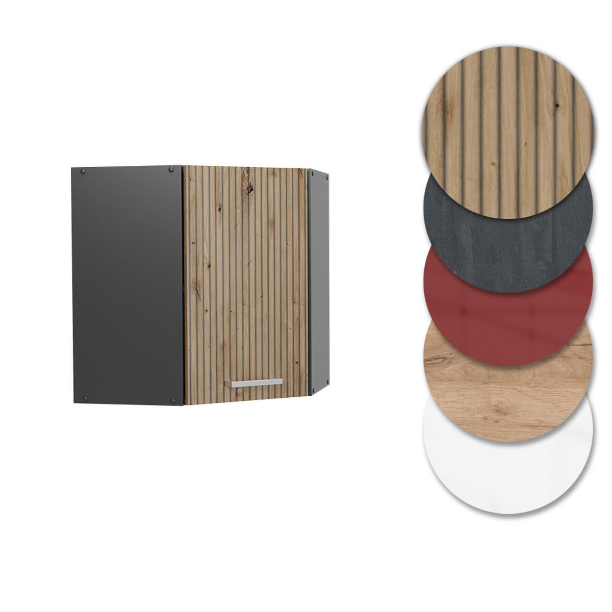 ECKHÄNGESCHRANK R-Line Artisan-Eiche 57 cm - Anthrazit/Eiche Artisan, Holzwerkstoff (57/60/34.1cm) - Vicco