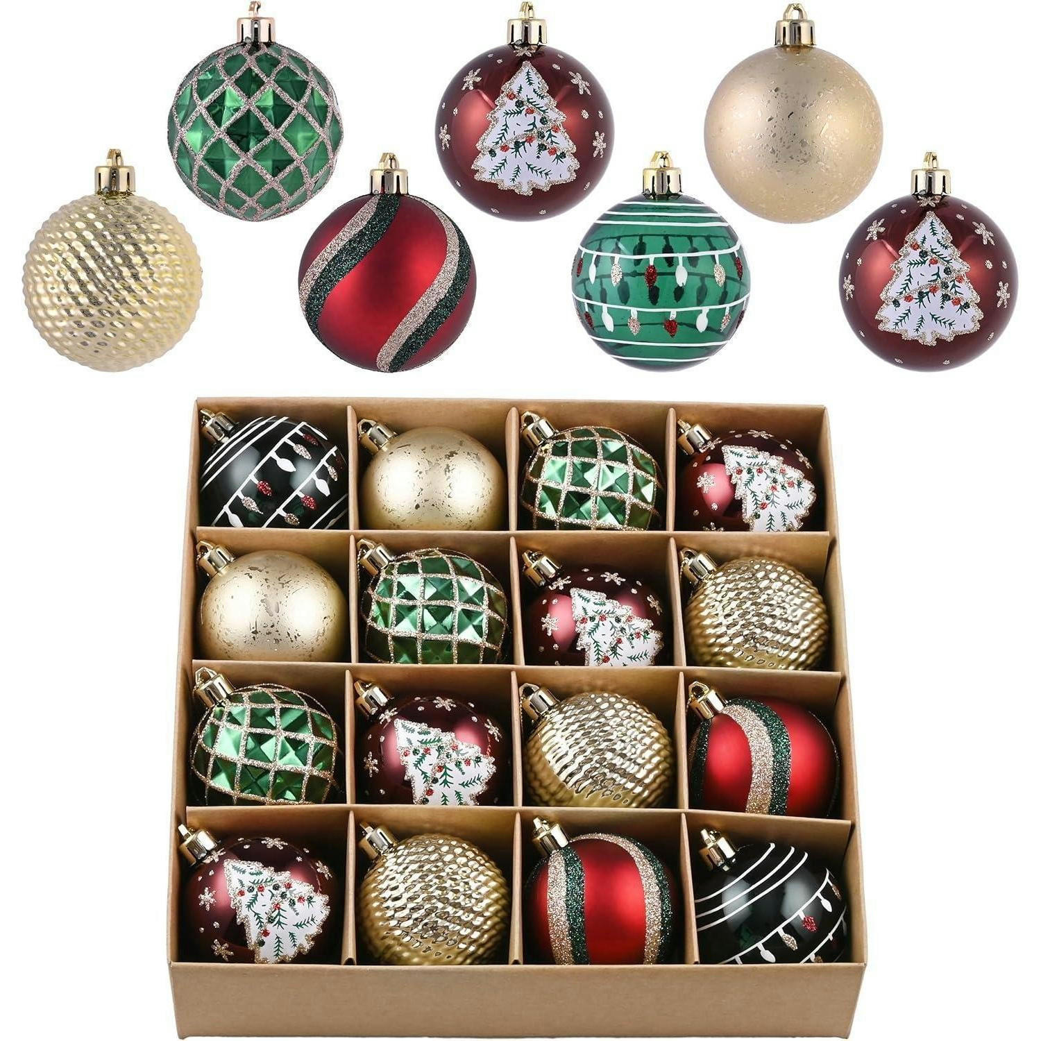WEIHNACHTSKUGELN 16-teiliges Set 6 cm Rot Grün Gold - Multicolor, Kunststoff (6/6/6cm)