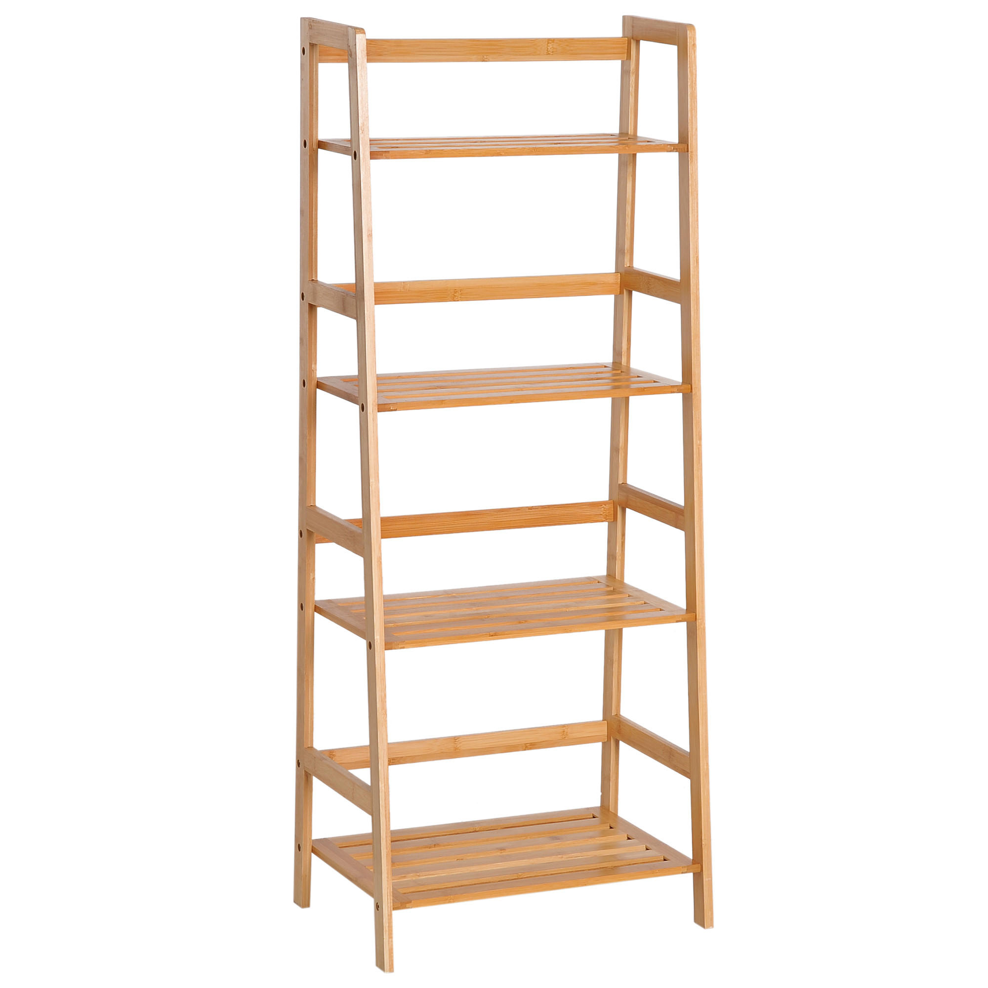 BÜCHERREGAL Standregal mit 4 Ebenen Aufbewahrungsregal aus Bambus, Natur - Naturfarben, Holz (31.5/120/48cm) - HOMCOM