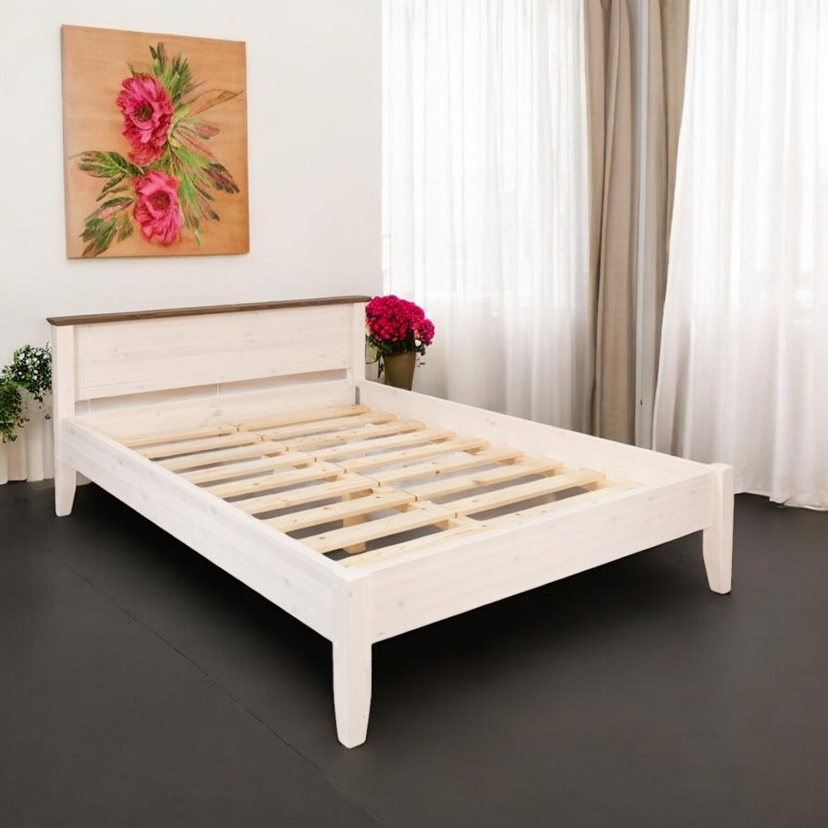 BETT 140x200 cm - Dunkelbraun/Weiß, Holz (140/200cm) - MSL wooden furniture