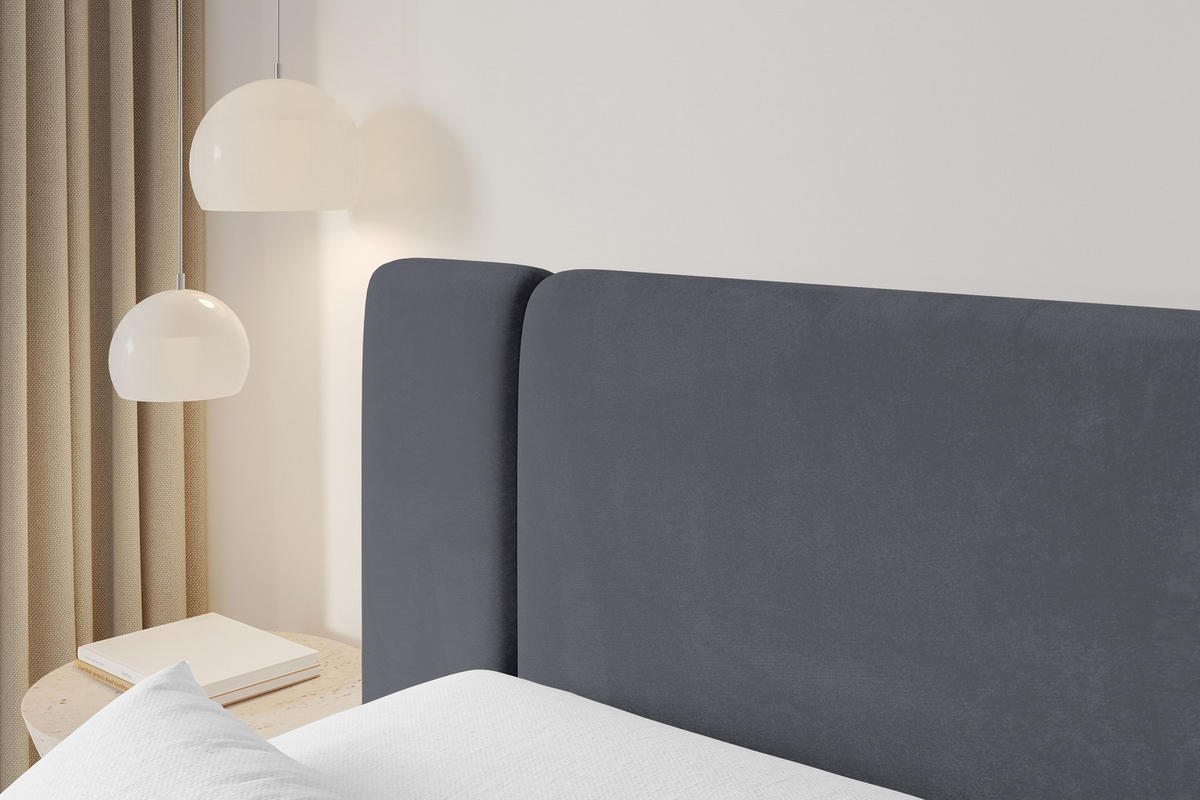 BOXBETT mit Matratze H3 - EVON Zanozek - 140x200 cm Dunkelgrau - Dunkelgrau, Holzwerkstoff (140/200cm) - ALTDECOR