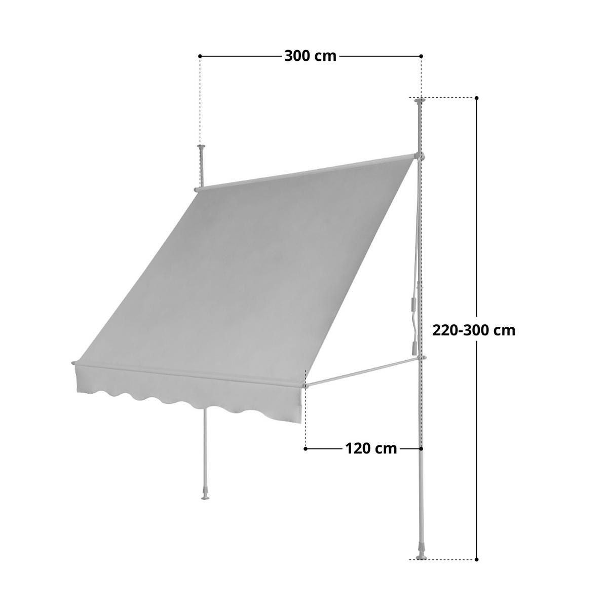 KLEMMMARKISE 300x120cm Hellgrau - Hellgrau, Textil (300/300/120cm) - SVITA