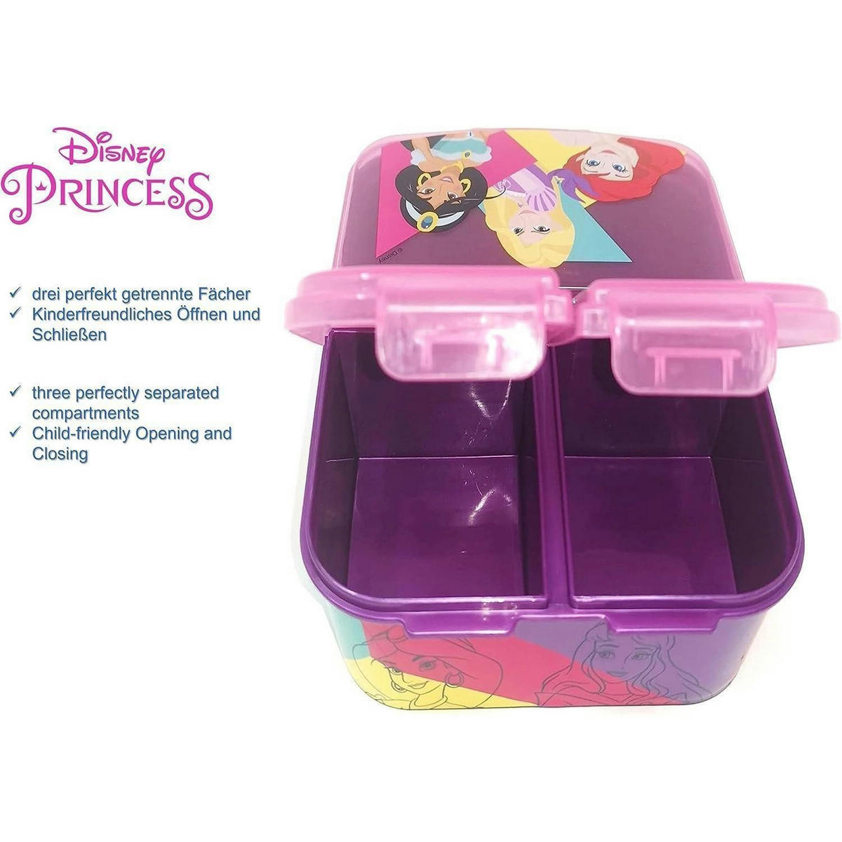 BROTDOSE mit Fächern Princess 18 cm - Multicolor, Kunststoff (14/7/18cm)