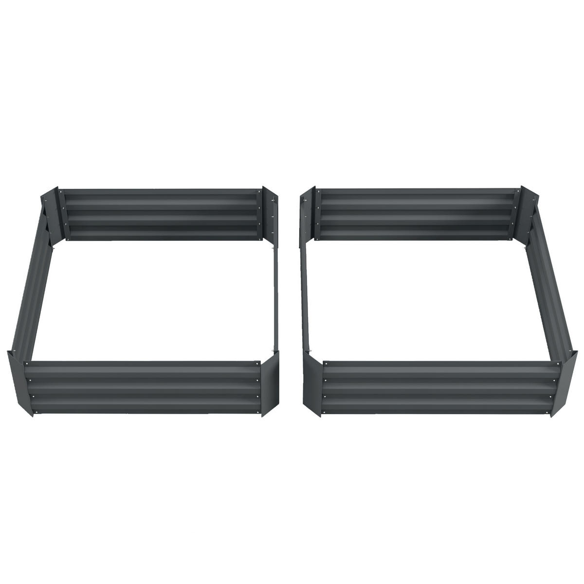 HOCHBEET-SET DE-12166 2er-Set quadratisch 100/100/30 cm Dunkelgrau - Dunkelgrau, Metall (100/30/100cm) - ComfortXL
