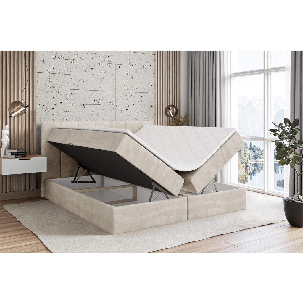 Thumbnail - Altdecor Boxbett, Ecru, Holzwerkstoff, Höhe ca. 20 cm, 180x200 cm, Schlafzimmer, Betten, Boxspringbetten