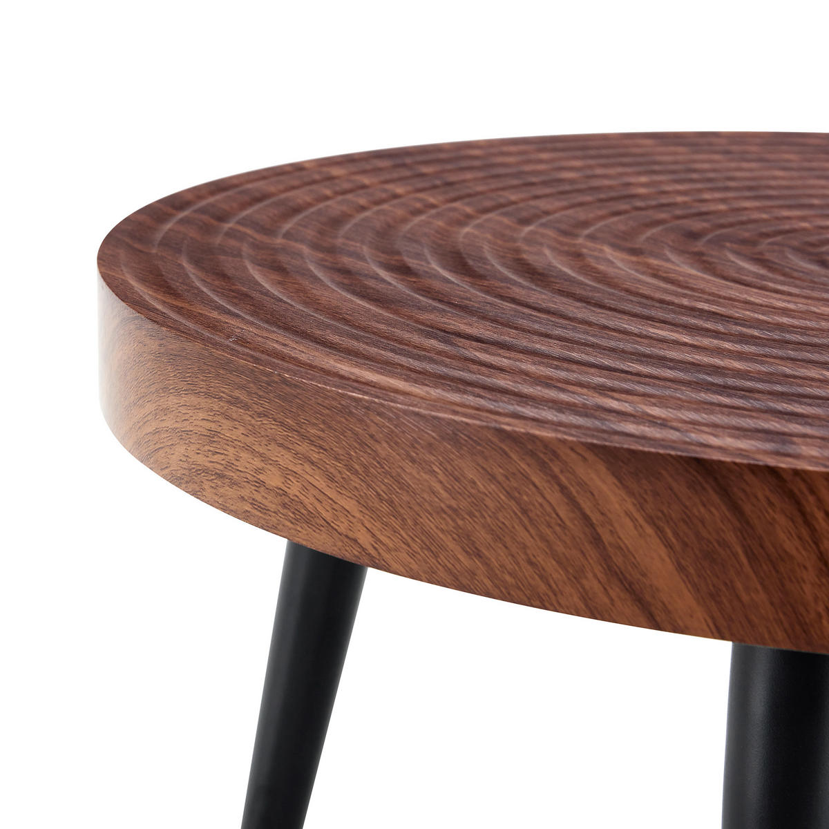 COUCHTISCH DE-37427 rund mit Jahresring-Optik Dunkelholz - Walnussfarben, Holz (60/60/37cm) - ComfortXL