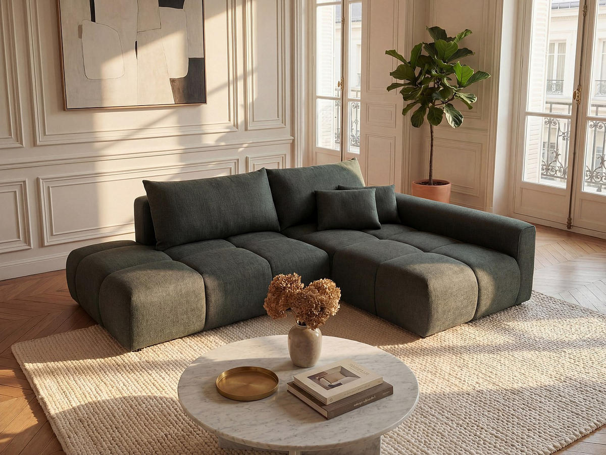 SCHLAFSOFA - 5 Personen - Stoff - Tannengrün - - Waldgrün, Textil (282/88/176cm) - Vente-Unique