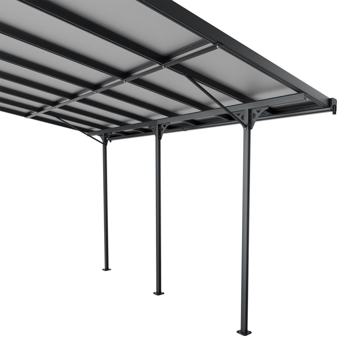 TERRASSENDACH Borneo Aluminium 4x3m dunkelgrau - Dunkelgrau, Metall (435/300/300cm) - Juskys