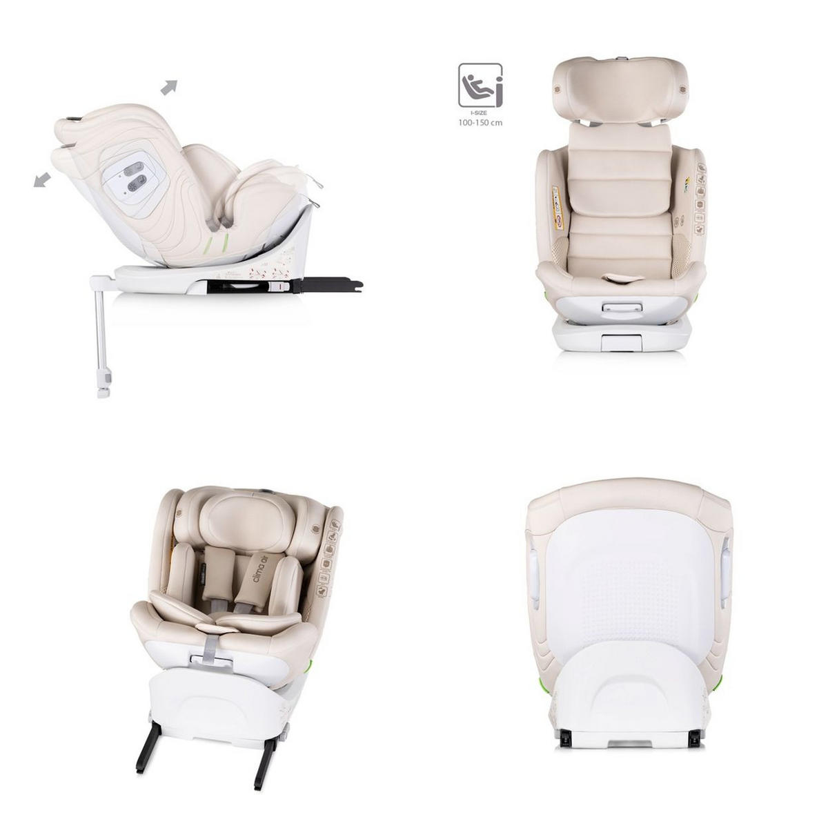 KINDERSITZ Clima Air i-Size beige (40-150 cm) Isofix Lüftungs-Heizfunktion - Beige, Kunststoff (44/58/54cm) - Chipolino