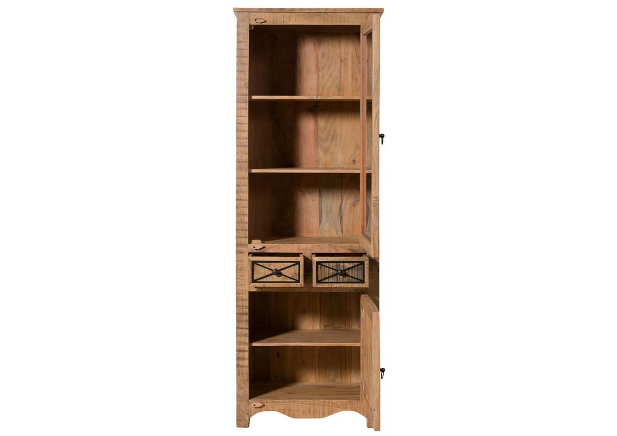VITRINE Akazie 73x45x200 natur versiegelt NATURE OF SPIRIT #315 - Braun, Holz (73/200/45cm) - Massivmoebel24