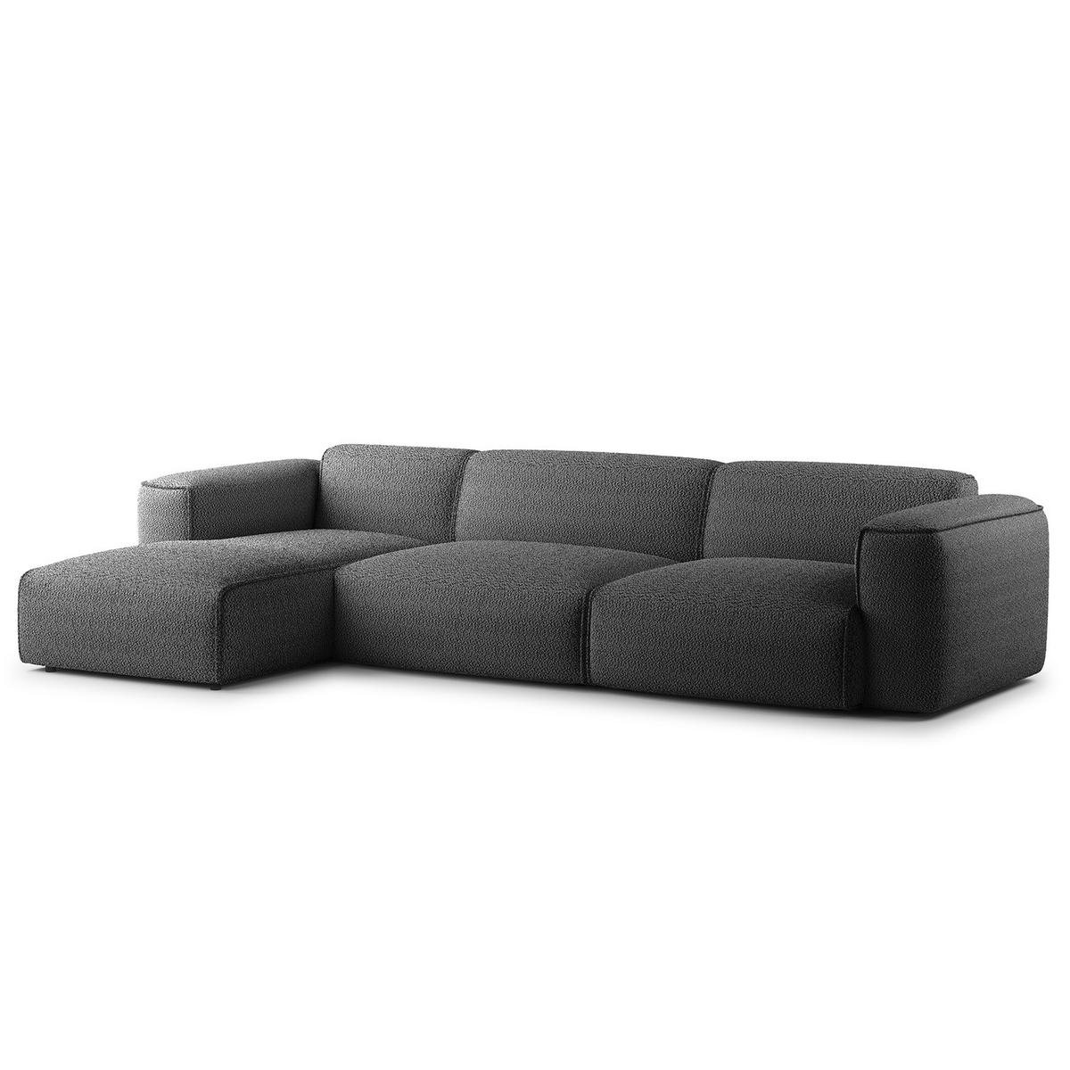 3-SITZER ECKSOFA mit Longchair - Anthrazit/Schwarz, Kunststoff/Textil (317/173cm) - home24