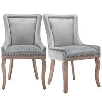 ESSZIMMERSTUHL 2er Set Samt Grau Polsterstuhl Massivholz Modern - Grau, Textil (55/91/61cm) - FLIEKS