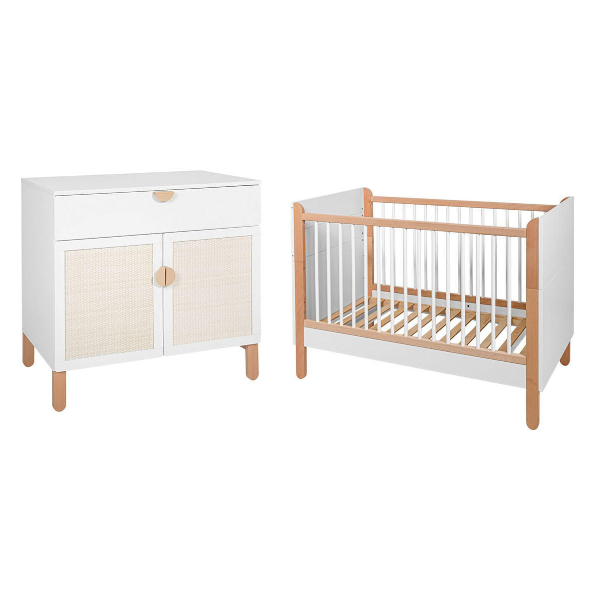 POKOJ PRO MIMINKO 2DÍLNÝ Laurie Bílá a dřevo - bílá, kompozitní dřevo (123.5/90/64cm) - Petits-meubles