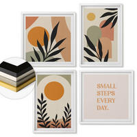 WANDBILDER 4er-Set - 50x50 cm & 40x60 cm Weißer Rahmen - Abstrakte Pflanzenmotive - Weiß, Kunststoff (50/50cm) - ArtPrintCave