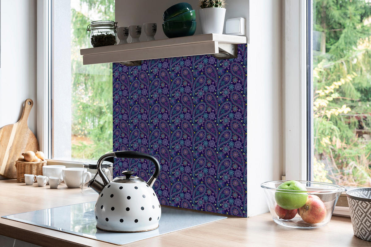 FLIESENAUFKLEBER 9 Stück 30x30 cm selbstklebend Paisley-Muster - Multicolor, Textil (30/1.6/30cm) - TULUP