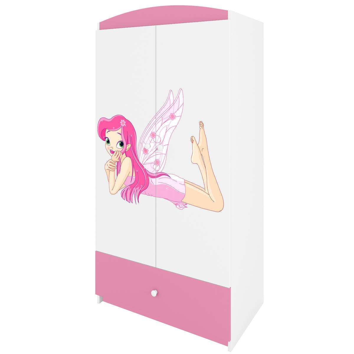 KINDERKLEIDERSCHRANK Elfe II - Hellrosa, Holzwerkstoff (90/175/52cm) - RAUMHIRSCH FURNITURE