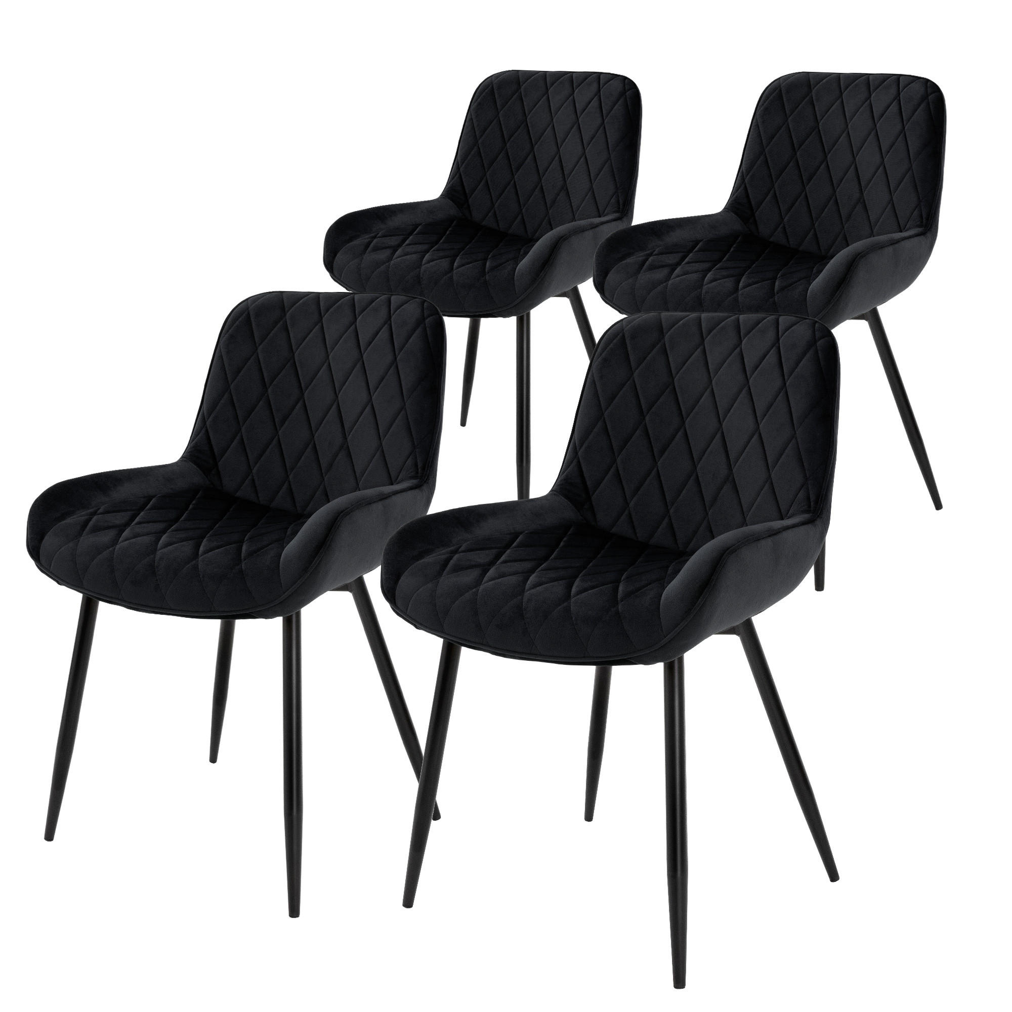 ML-DESIGN JÍDELNÍ ŽIDLE, sada 4 ks, černý samet