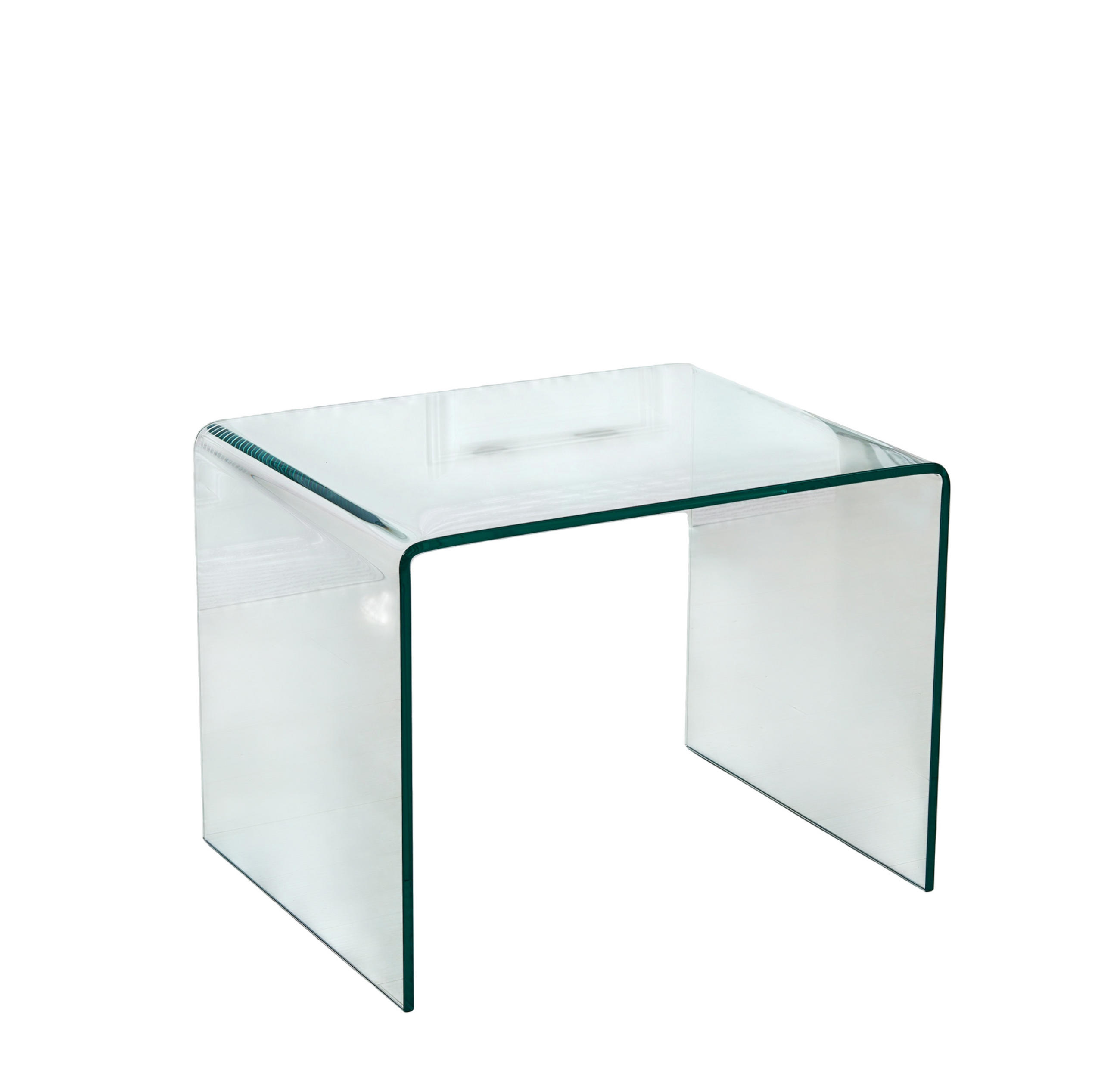 BEISTELLTISCH DE-37404 rechteckig mit gebogenem Glas Transparent - Transparent, Glas (50/40/45cm) - ComfortXL