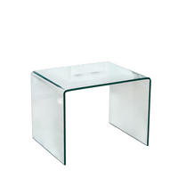 BEISTELLTISCH DE-37404 rechteckig mit gebogenem Glas Transparent - Transparent, Glas (50/40/45cm) - ComfortXL