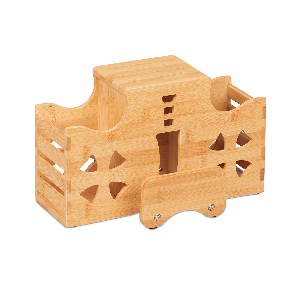 BESTECKHALTER - Hellbraun, Holz (33/20/17cm) - Relaxdays