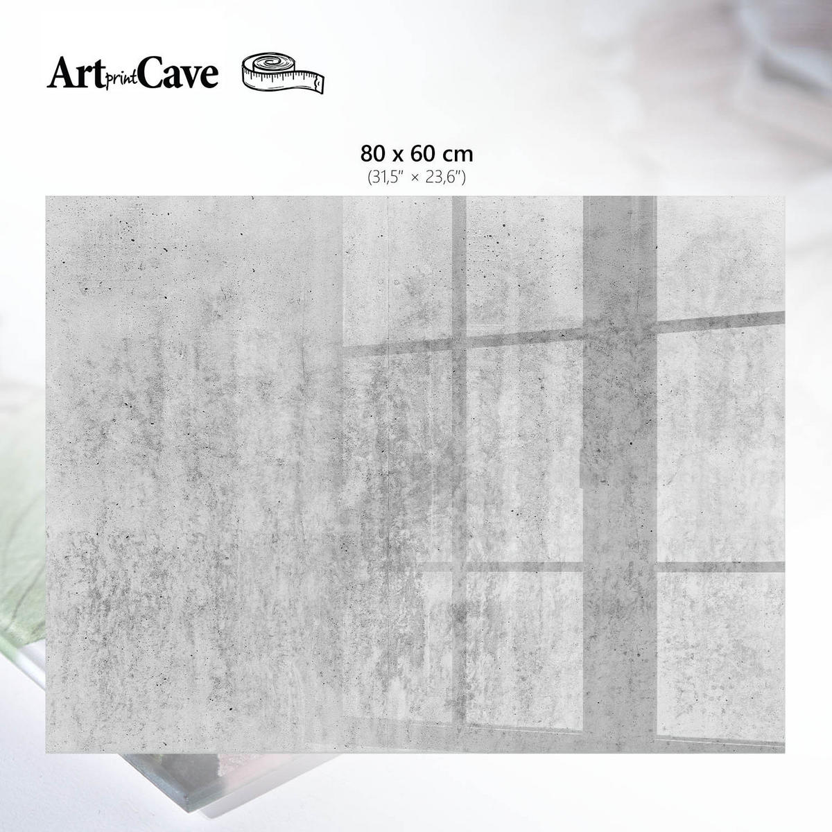 GLASPLATTE 80x60 cm – Betonkonstruktion - Beige, Glas (0.4/80/60cm) - ArtPrintCave