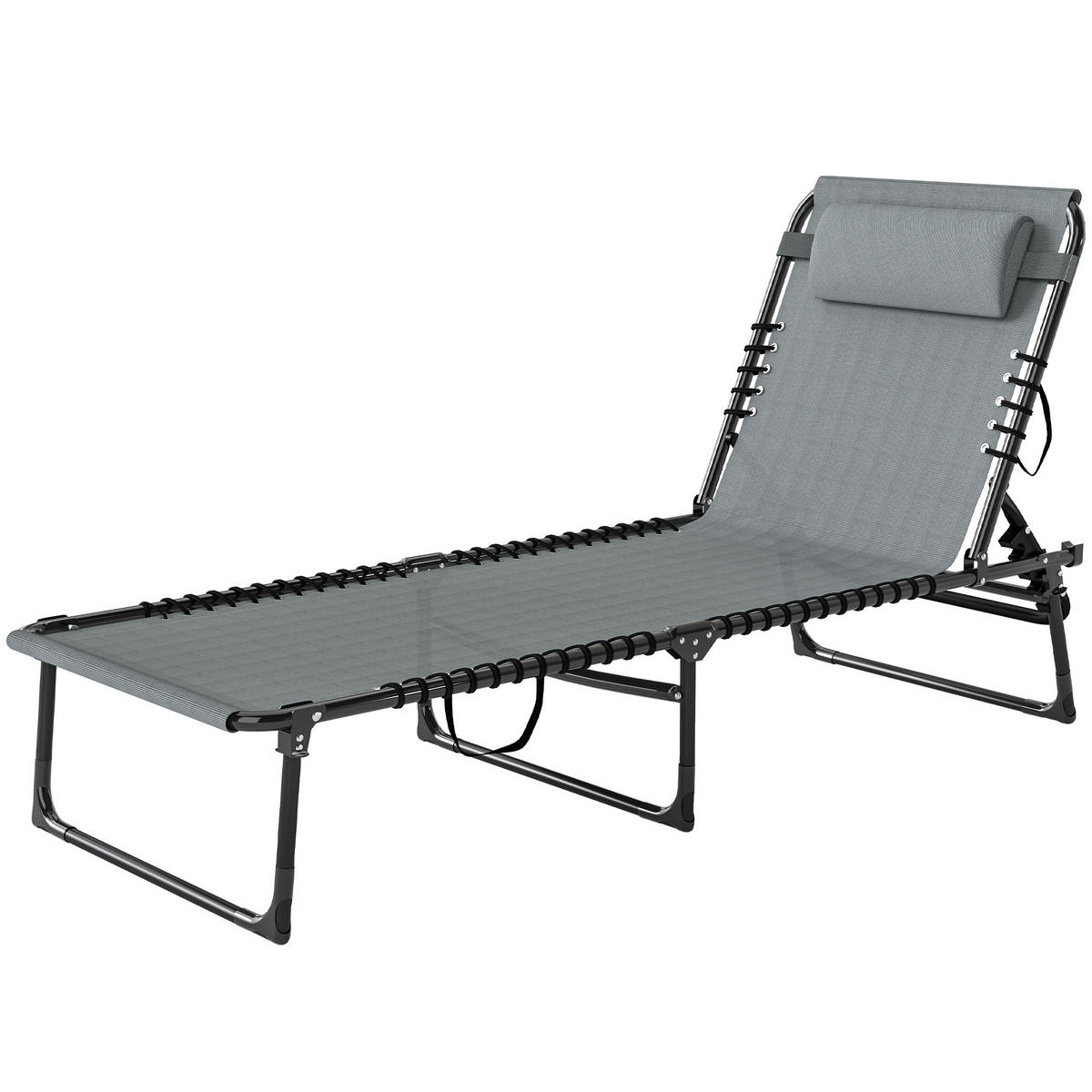 SONNENLIEGE, klappbar, atmungsaktiver Bezug, Metallrahmen, 189 x 58 x 30 cm, Hellgrau - Hellgrau, Metall (189/30/58cm)
