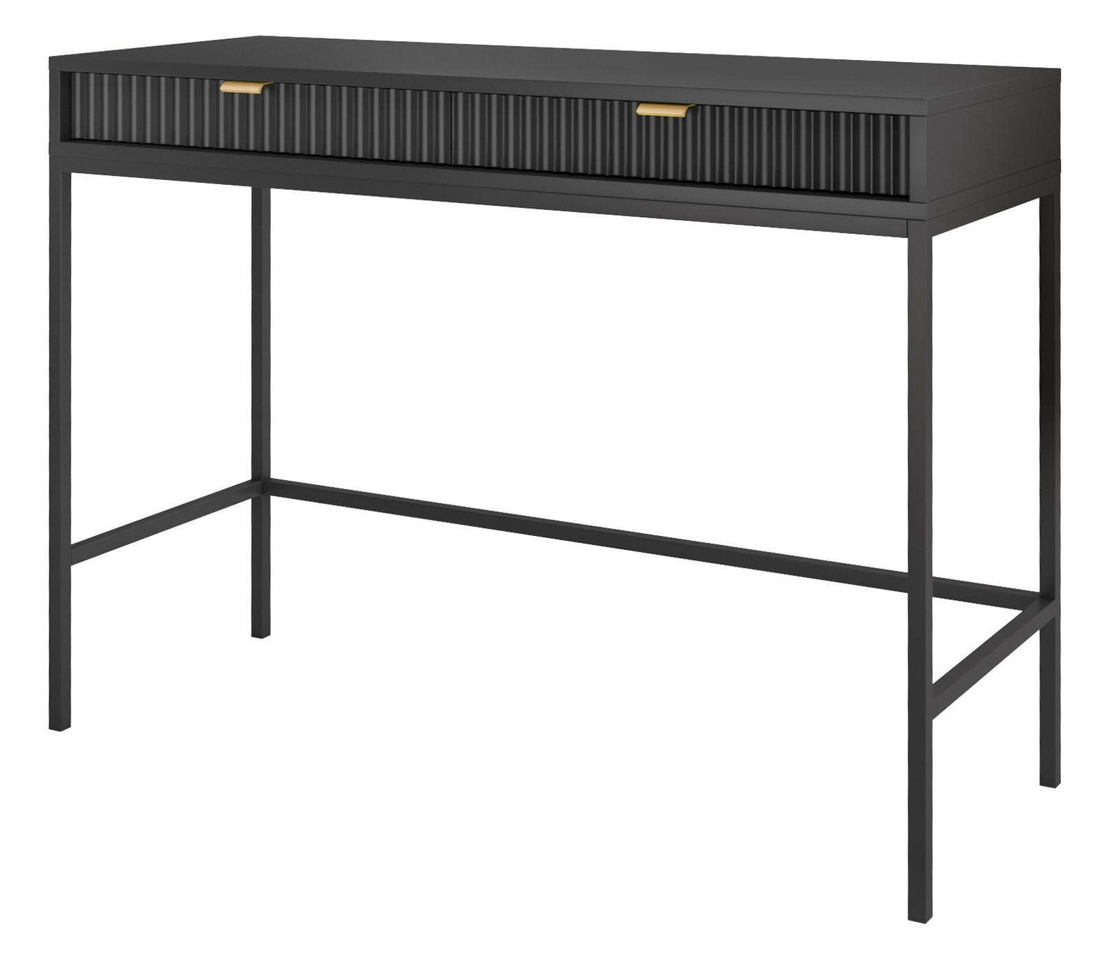 SCHMINKTISCH Kioto in Schwarz mit Metallbeinen - Goldfarben/Schwarz, Holzwerkstoff/Metall (50/104/77cm) - Ravio