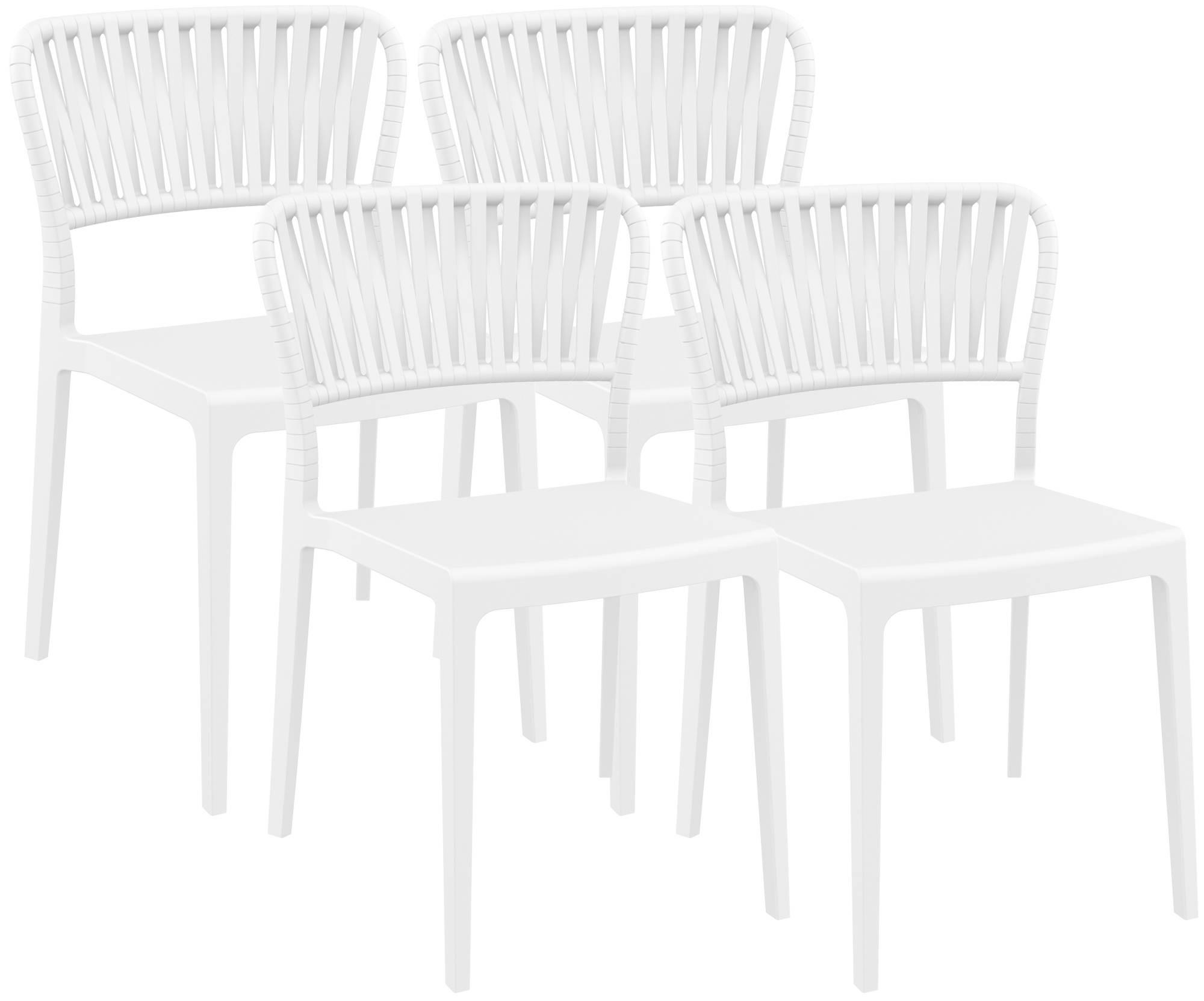 GARTENSTUHL 4er Set Kunststoff Weiß - Weiß, Kunststoff (45/84/55cm) - CLP