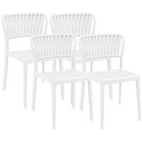 GARTENSTUHL 4er Set Kunststoff Weiß - Weiß, Kunststoff (45/84/55cm) - CLP
