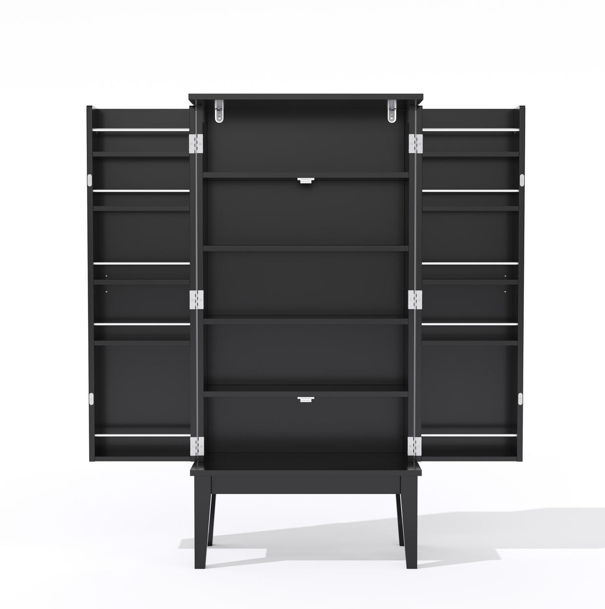 BUFFETSCHRANK 105/40/185 cm aus MDF mit LED-Beleuchtung, Steckdosenmodul und verstellbaren Einlegeböden, Natur/Weiß - Naturfarben, Holzwerkstoff (105/185/40cm) - Redom