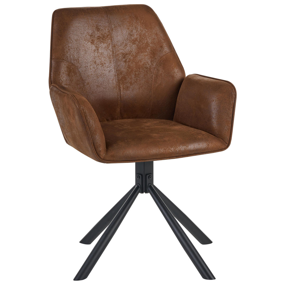ESSZIMMERSTUHL 2er-Set drehbar Kunstwildleder Braun Warner - Braun, Textil (63/94/58cm) - Beliani