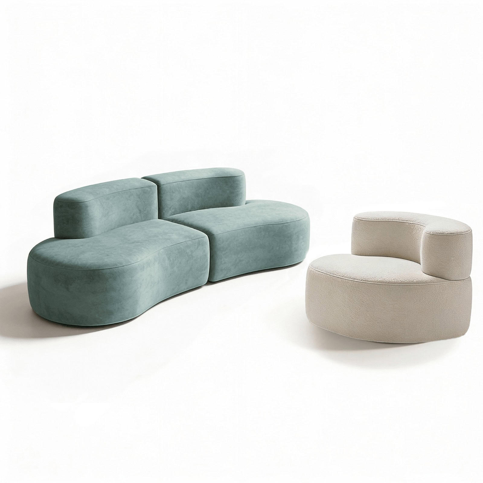 Coco Living Sitzgarnitur Salbeigrün, Weiß 240x75x102 cm