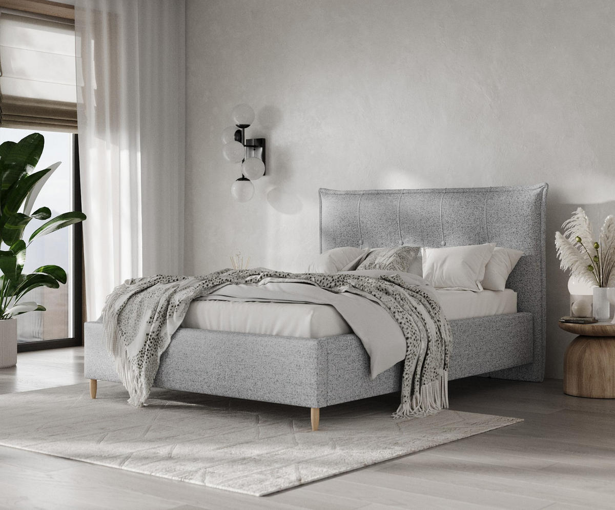 POLSTERBETT Plaza 140/200 cm Grau im Riva Stoff - Naturfarben/Grau, Holz/Holzwerkstoff (140/200cm) - AltaBeds