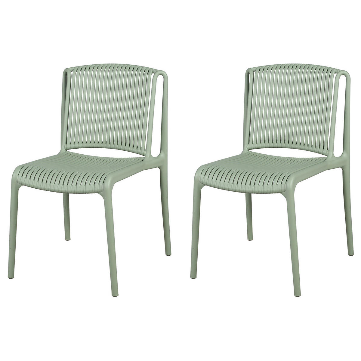 GARTENSTUHL - 2er-Set - Polypropylen - Salbeigrün, Kunststoff (53/83/56cm) - home24