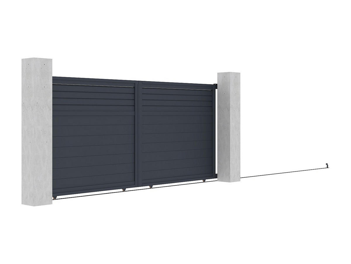 GARTENTOR Schiebetor - 416 x 180 cm - Aluminium - Anthrazit - VIAZO - Anthrazit, Metall (390/178cm) - Vente-Unique