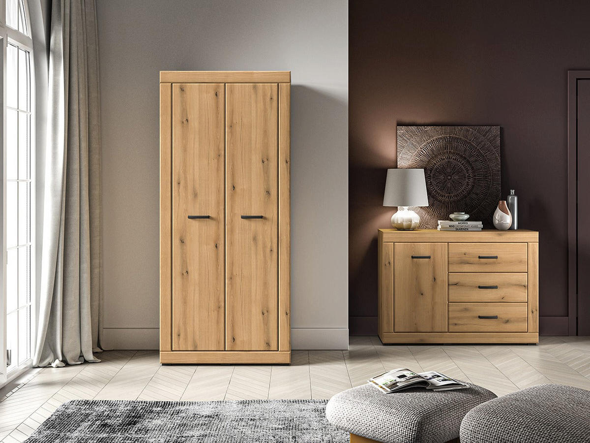 KLEIDERSCHRANK – DORA 01 – 87 cm – Dora – Eichefarben - Eichefarben, Holzwerkstoff (87/195/53cm) - hi-markt