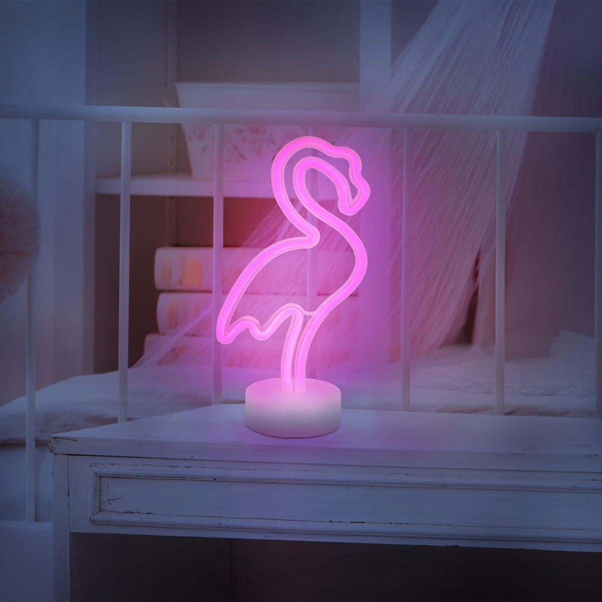 LED TISCHLEUCHTE Flamingo Weiß - Weiß, Kunststoff (14.5/10/33cm) - Globo Lighting