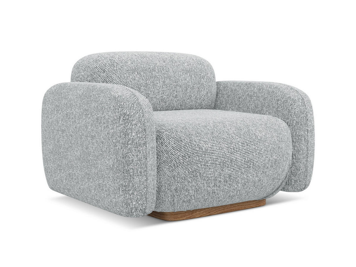SESSEL Strukturstoff Stoff Grau - Hellgrau/Braun, Holz/Textil (110/73/95cm) - Makamii