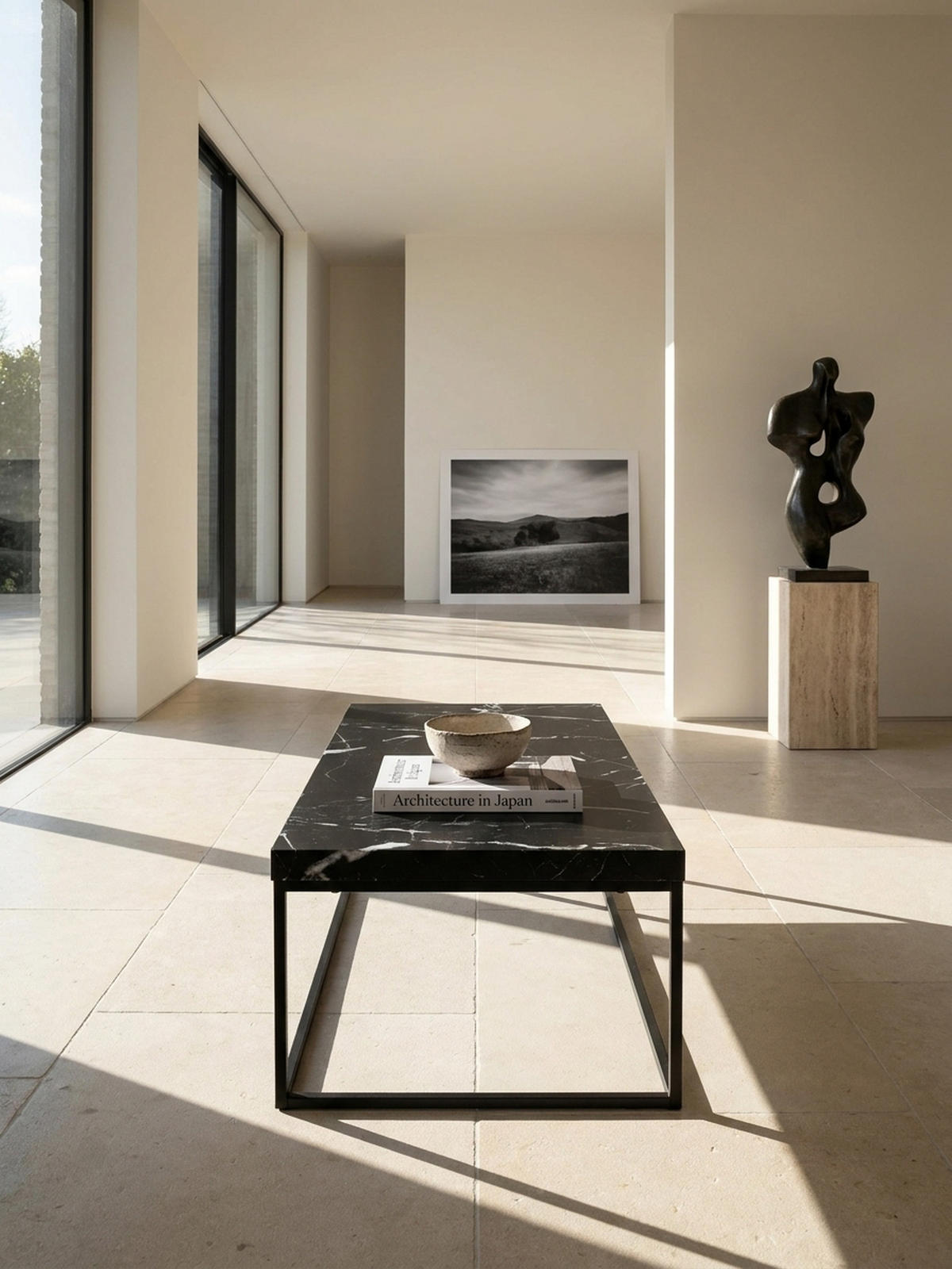 COUCHTISCH in Stein-Optik mit Metallbeinen, Modernes Design, Rechteckig, Groß, Schwarz 120x60x38 cm - Schwarz, Holzwerkstoff/Metall (60/120/38cm) - KADIMA DESIGN