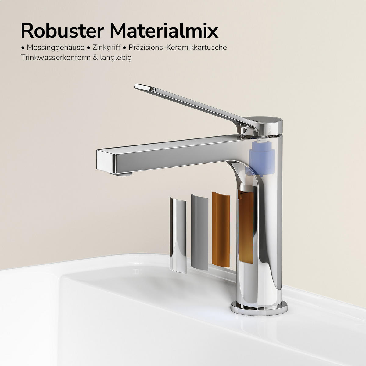 TVÄTTSTÄLLSBLANDARE Krom, 19,5/17,3/4,6 cm - Kromfärg, Metall (17.3/19.3/4.6cm) - EMKE