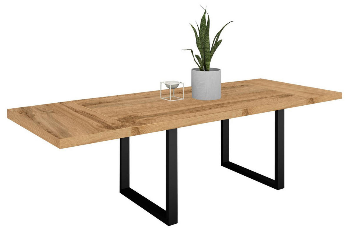 ESSTISCH Elgin 3 210-310x80x100 Holzwerkstoff Schwarz/Wotan Eiche - Eiche Wotan/Schwarz, Holzwerkstoff (210/100/80cm) - 58aufmkessel