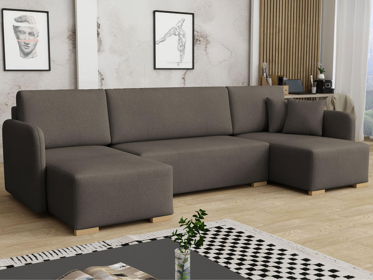 WOHNLANDSCHAFT Como U - Naturfarben/Braun, Holz/Textil (292/85/140cm) - MIRJAN24