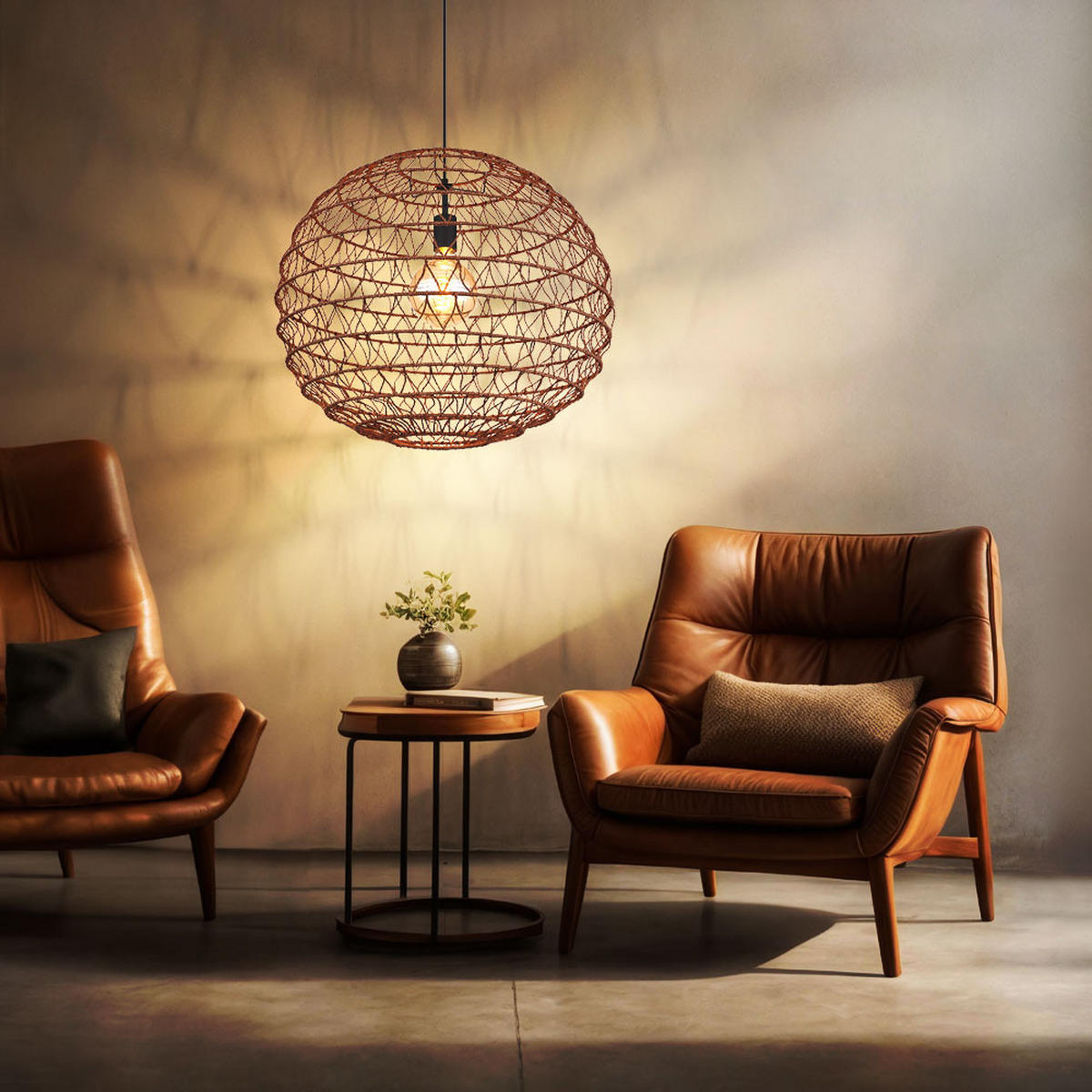 PENDELLEUCHTE Metall Braun Boho - Braun, Metall (59/59/120cm) - Globo Lighting