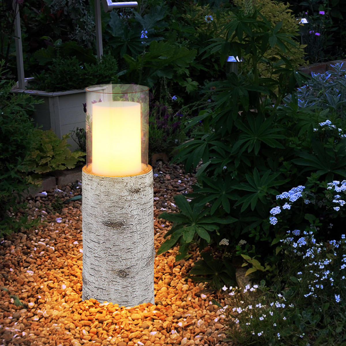 LED AUSSENLEUCHTE Baumstamm Glas Weiß - Weiß, Glas (13.5/13.5/43.5cm) - Globo Lighting