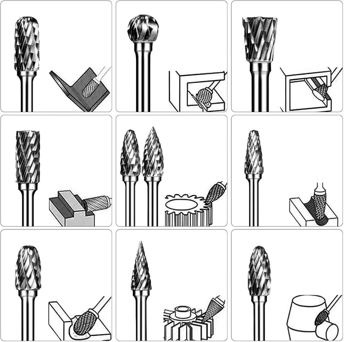 FEILENSET – 10-teiliges Set für Rotationswerkzeuge – Silber - Silberfarben, Metall (10/6.5/1.2cm) - DCA