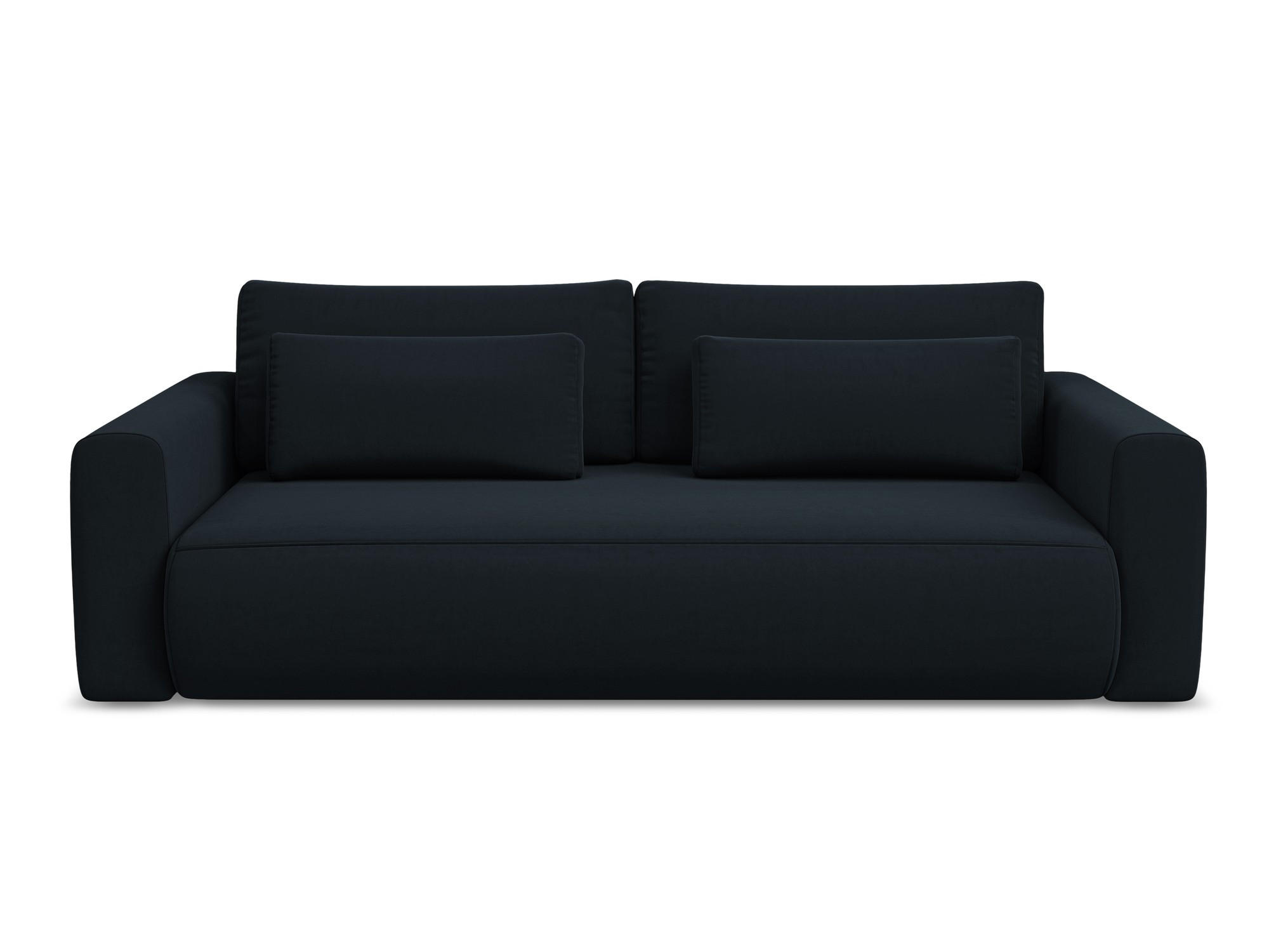 3-SITZER SOFA mit Schlaffunktion Samt Stoff Blau - Blau/Schwarz, Kunststoff/Textil (238/82/105cm) - Makamii